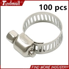 Findmall 100 Pack 1/2"-3/4" Adjustable Drive Hose Clamp Fuel Line Worm Clip New