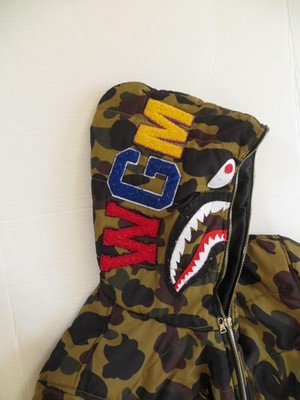 Bape A Bathing Ape Jacket Mens Med? Sm? Camo Shark Full Zip Hoodie Puffer Tiger