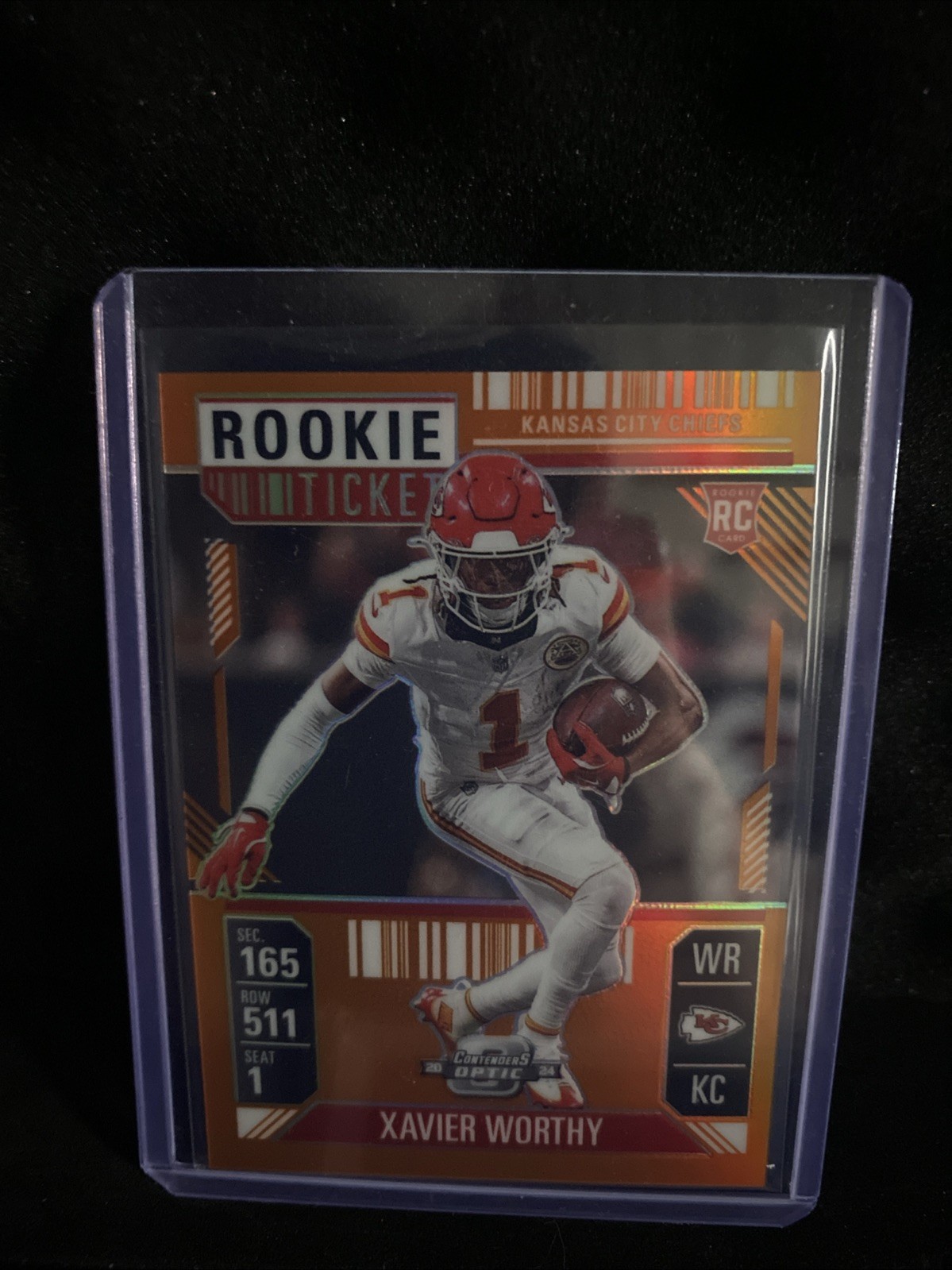 2024 Panini Contenders Optic - Rookie Ticket Xavier Worthy #100 Orange/75 (RC)