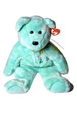 ARIEL the Bear 14" Ty Beanie Buddy Turquoise Blue 2001 Flower Pediatric Charity