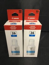 Genuine Canon GI-26 Color Ink Bottles CYAN 2 PACK Brand New