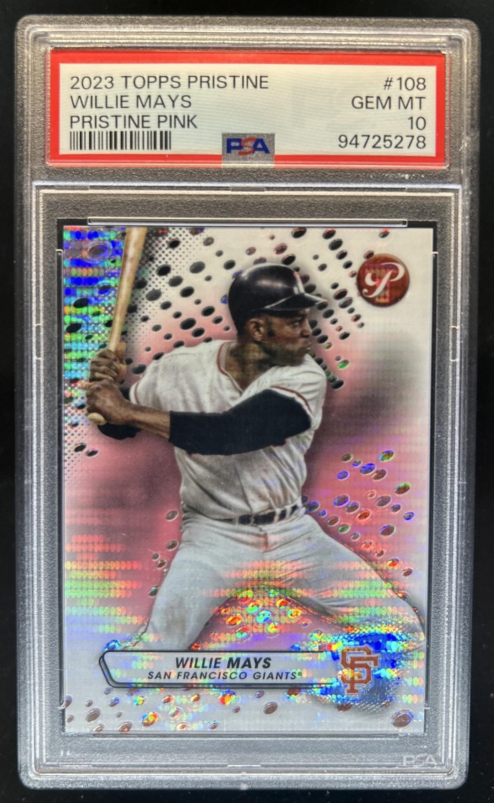 2023 Topps Pristine Willie Mays Pink #/15 Giants PSA 10 GEM MINT
