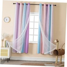 Curtains for Girls 42"W x 63"L Pack of 2 2panels double-layer,purple Pink
