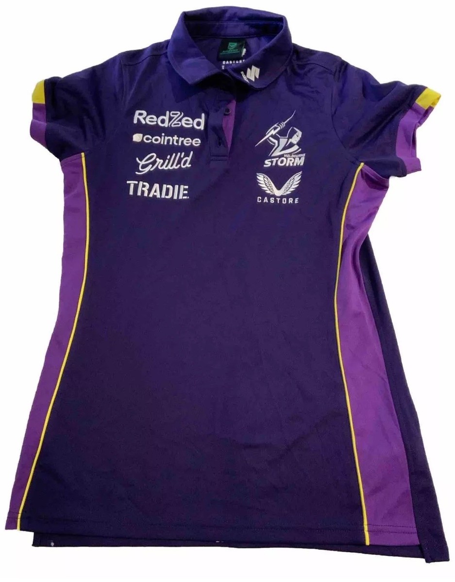 Castore Melbourne Storm Top Womens UK 10 Purple Polo Shirt NRL