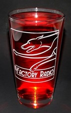Official 1 Factory Radio Greyhound Square Logo Sandblasted Pint Glass