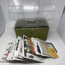 Vintage Wilson Wil-Hold Plastic Sewing Storage Container Box Green Patterns Read