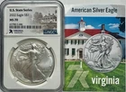 2022 American Silver Eagle - NGC MS70 - Virginia 1 oz .999 Silver