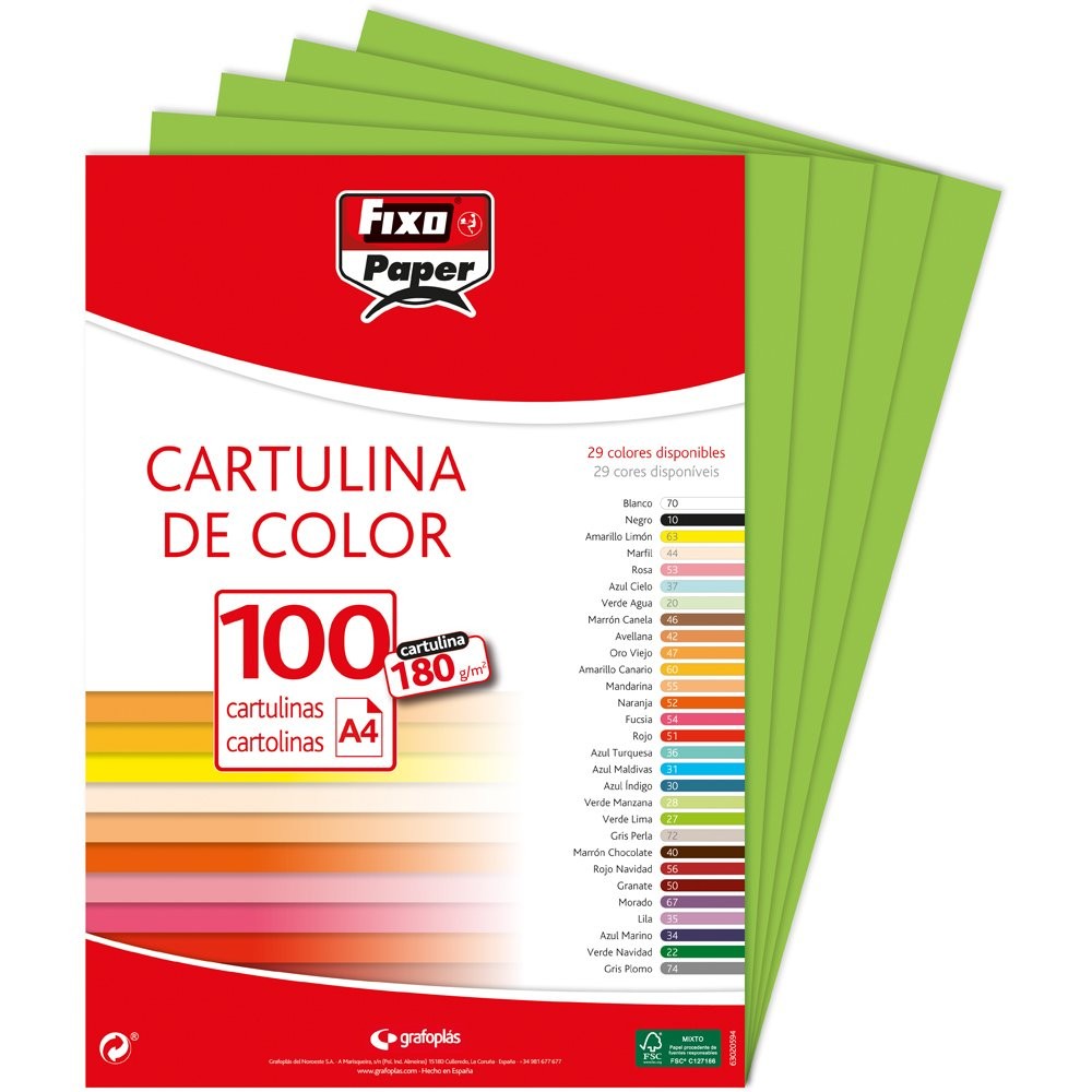 Papier cartonné A4 vert citron 180g en lot de 100 feuilles pour loisirs créatifs