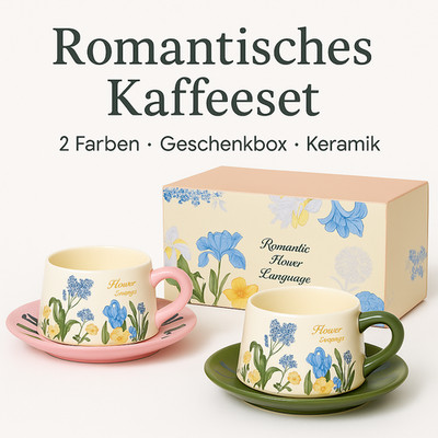 Keramik Kaffee Tassen Set mit Untertasse   Geschenkset Weihnachten Keramik Beche