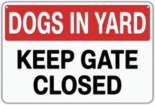 Dogs In Yard Keep Gate Closed Tin Metal Signs Home D cor Vintage Dog Warning Pri