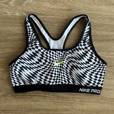 Nike Pro Dri Fit Sports Workout Bra Black White Women  s Medium