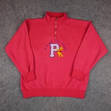Vintage Winnie The Pooh Sweatshirt Womens Large Disney 1/4 Zip Pink Sweater 90s
