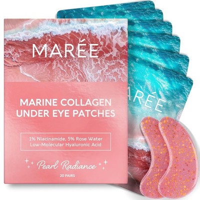 MAREE Pink Eye Gels - Marine Collagen Under Eye Patches for Puffy Eyes & Circles
