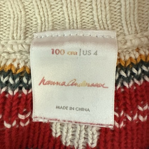 Hanna Andersson Fairisle Sweater Dress Red Girls Size 4 Holiday Christmas Cozy - Picture 6 of 8