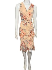 Eliza J NWT Sleeveless Floral Ruched Chiffon Faux Wrap Dress in Blush Size 2