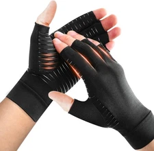 COPPER ADV TECH Copper-Infused Compression Gloves for Hands – X-Small, Black 