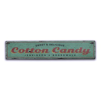 Cotton Candy, Beach Boardwalk Food - Rustic Distressed Wood Sign