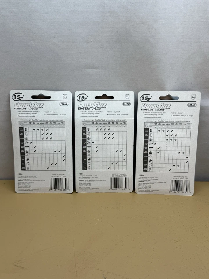 6- Phillips Dura Max Bulbs 15W Flame Tip Shape Candelabra Base NIB - Image 2 of 2