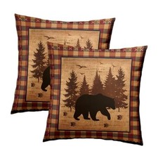 Bear Throw Pillow Covers 18x18 Inch Set of 2 18" x 18" Pack of 2 Black Bear