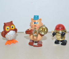 Vintage TOMY WIND UP Toy Lot ROBOT Owl Trombone Cat 1980s Retro