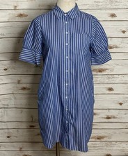 Old Navy blue white striped button-up shirtdress Small preppy nautical coastal