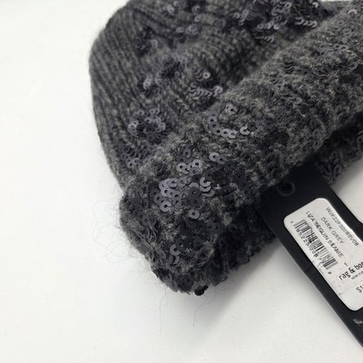 Rag & Bone Women Liza Sequin Beanie Dark Grey Wool Mohair  display picture 2