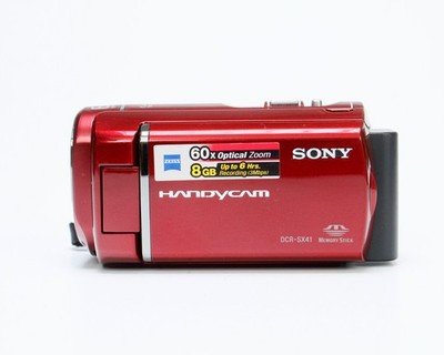Sony Handycam DCR-SX41 Standard Definition Camcorder (Red) - 8GB Internal Memory