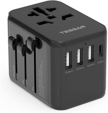 Travel Adapter Worldwide Universal Travel Plug with 3 USB A 1 USB C 1 AC Socket