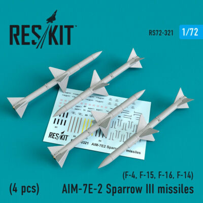 1/72 ResKit RS72-0321 AIM-7E-2 Sparrow III missiles (4pcs) (F-4, F-15, F-16, F-1
