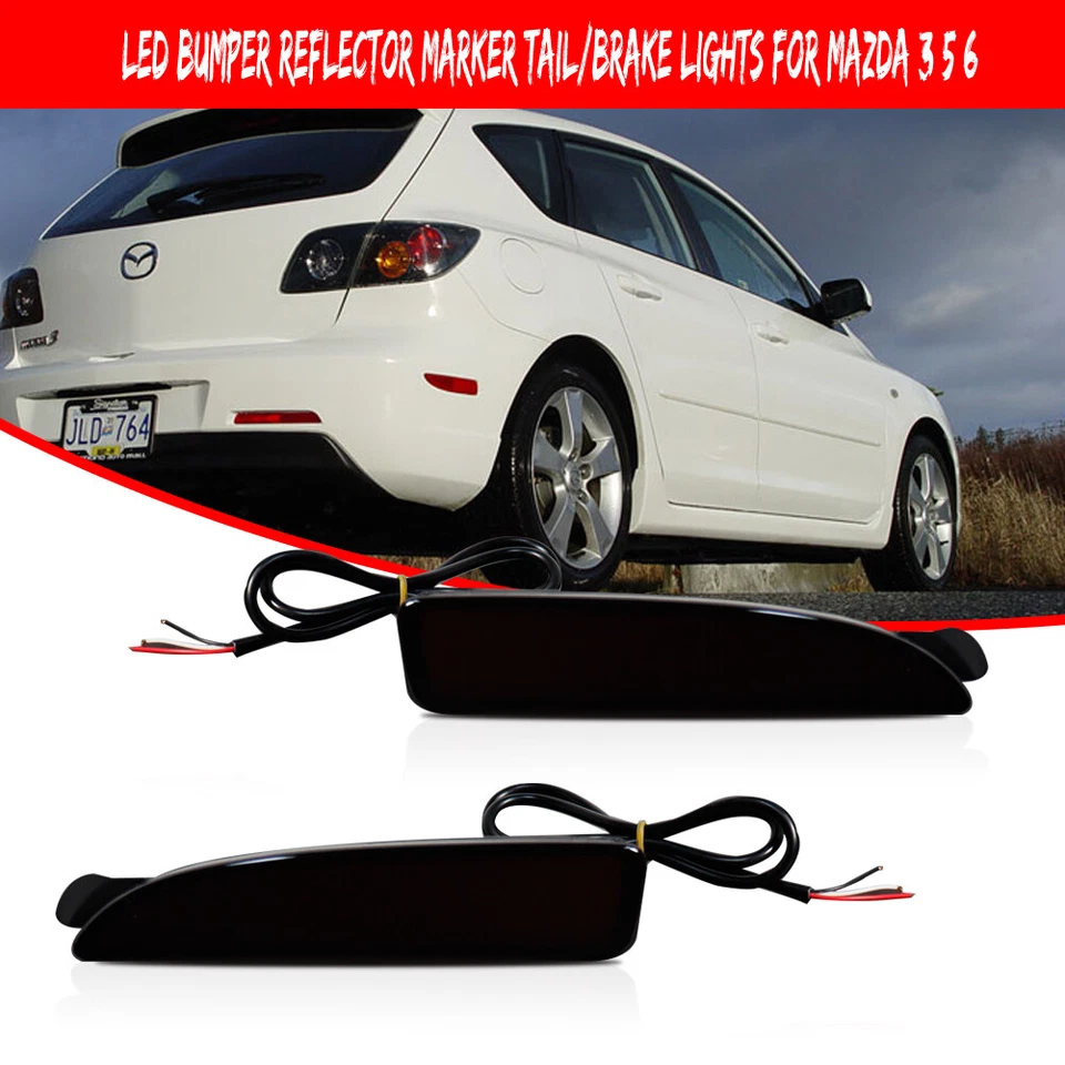 Parachoques trasero LED rojo rojo para Mazda 3 2004-2008 sedán luces de señalización laterales luces Foto 2 de 4