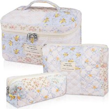 Makeup Bag Set, Quilted Bag, Large Floral Cosmetic for Women, MZF
