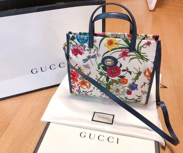 gucci medium flora tote bag