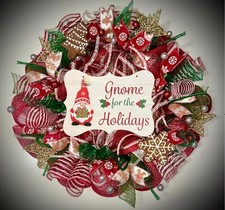 XL Christmas wreath 22 inch peppermint gingerbread gnome Christmas decorations