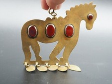 Charming Beautiful Egyptian Silver Gold Gilding Antique Angelic Horse Pendant #A