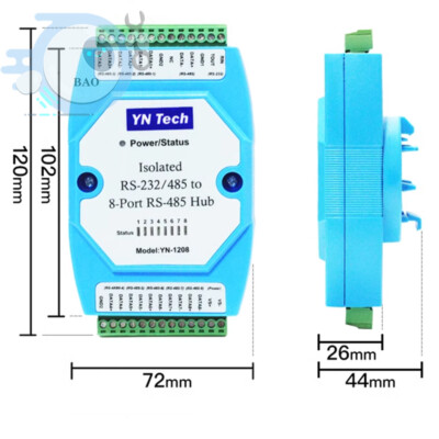 YN1208 isolated bidirectional 8 channel eight port RS485 hub repeater 1PCS NEW