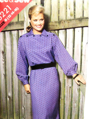 Dress Pullover Loose B 12 14 16 Butterick 5221 See & Sew Sewing Pattern VTG 80s