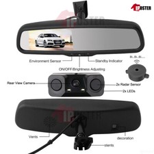 OEM 4.3" Car Rear View Mirror Monitor HD Parking Radar Sensor Reverse Camera Kit