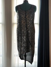DKNY Asymmetrical Little Black Dress Silver sequins, size M