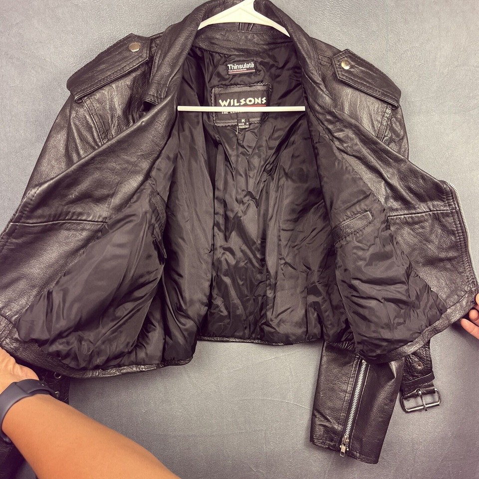 Vintage Wilsons Leather Moto Biker Cropped Jacket Womens Medium