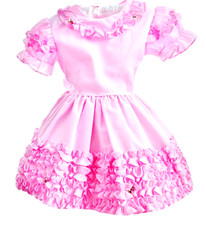 VTG BABY GIRLS HOT PINK PARTY DRESS RUFFLES LOVES 3T