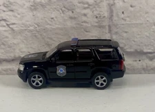 *BRAND NEW* Welly Diecast 2008 Chevy Tahoe Black Police SUV Truck 4.5 Inch