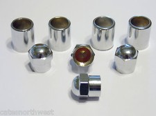 Set Of 4 Old School Real Metal Chrome Tire Valve Stem Sleeves And Caps Tr413