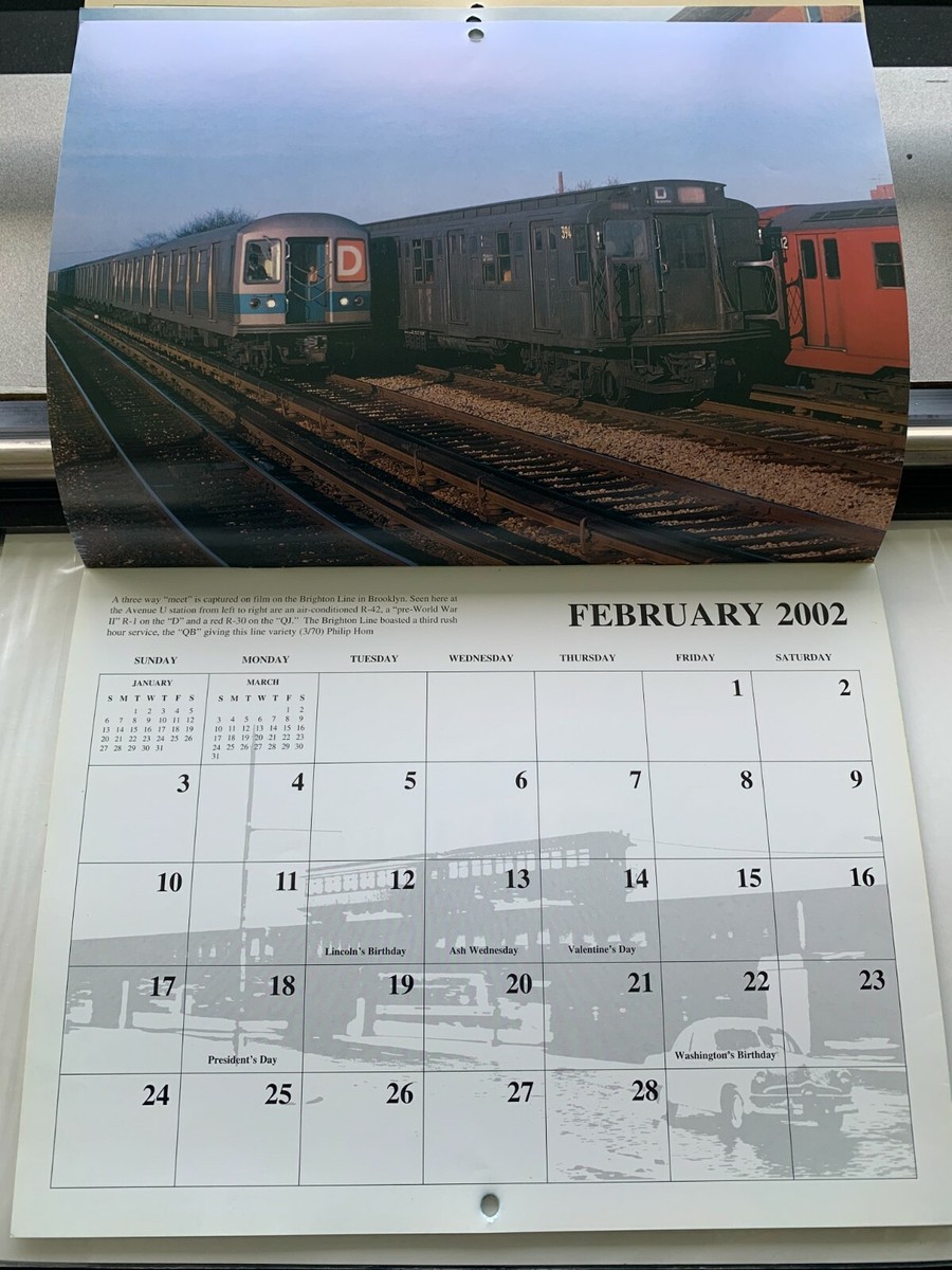 2002 NY NYC SUBWAY CALENDAR NOS NEWKIRK 3RD AVE ELEVATED BRIGHTON