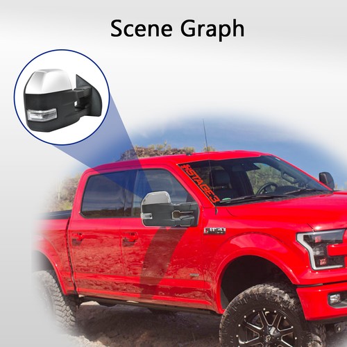 LH RH Tow Mirrors for 2017-19 Ford F150 Pickup Power Heated Signal Chrome 8 Pin - Picture 9 of 13