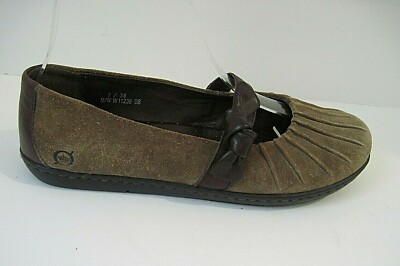 Born  Mary Jane Flats Brown Suede Leather Slip On Shoes Size 7/38