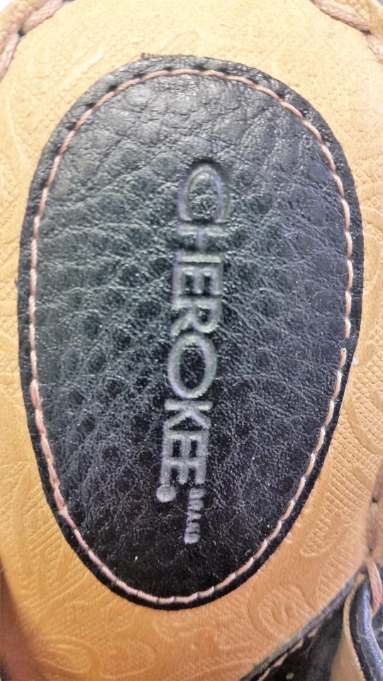 CHEROKEE MUJER TALLA 9 CUERO NEGRO MULAS ZUECOS TACONES Foto 4 de 4