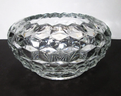 Fostoria American Cupped In Footed Bowl 8" Vtg Clear Rose Console Centerpiece