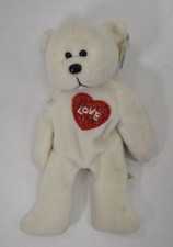 Plushland Valentine's Day Love Teddy Bear White/Red Heart NWT Stuffed Animal