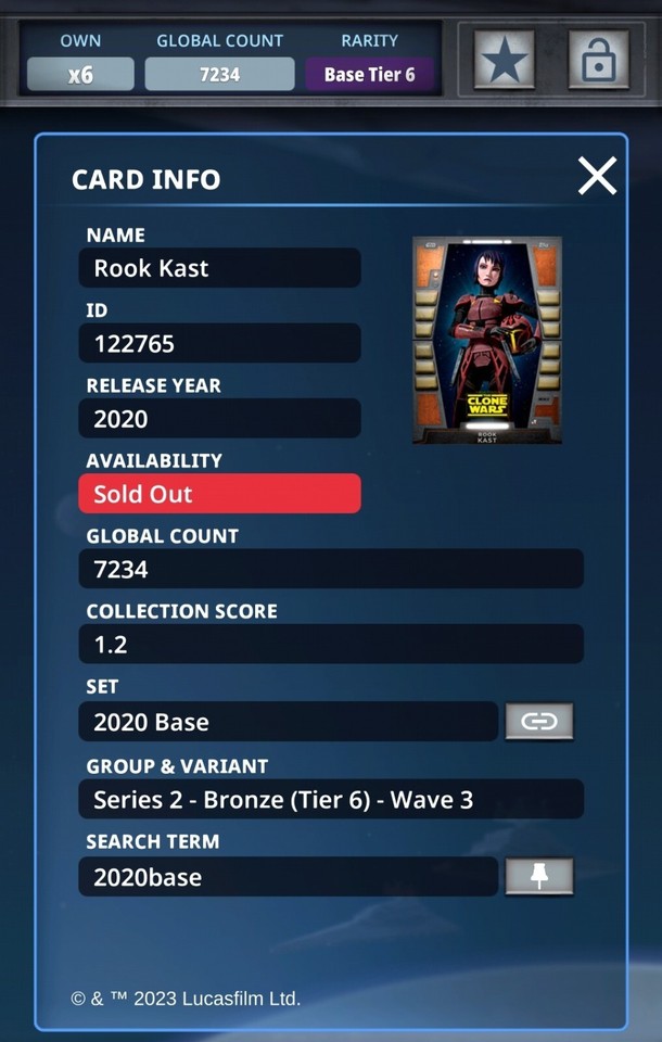 Star Wars Card Trader DIGITAL Bronze 2020 Variant Tier 6 ROOK KAST | eBay