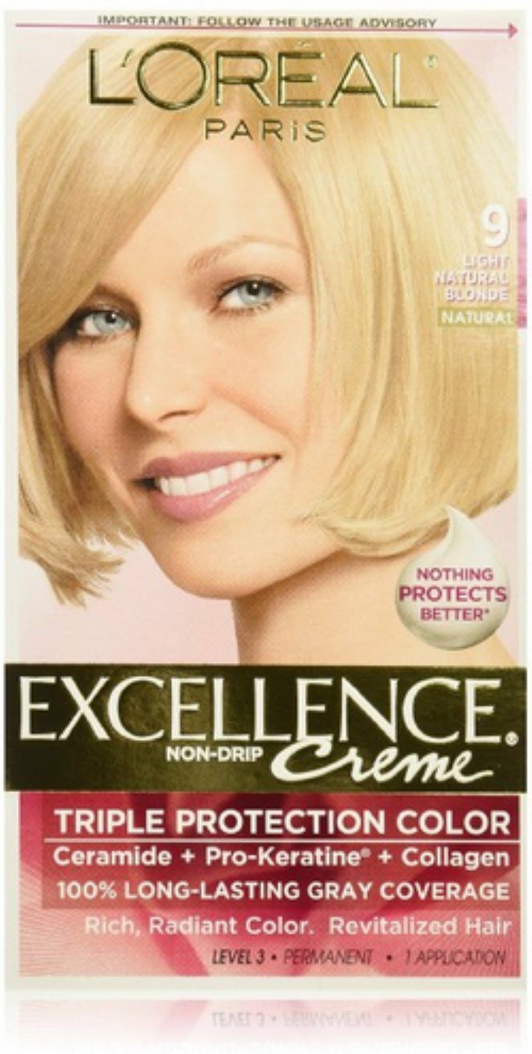 L'Oreal Paris Excellence Creme Haircolor, Light Natural Blonde 9, Pack of 1